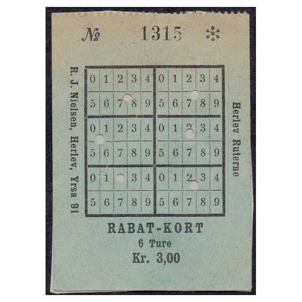 Herlev Ruterne - Rabatkort - 6 Ture Kr. 3,00