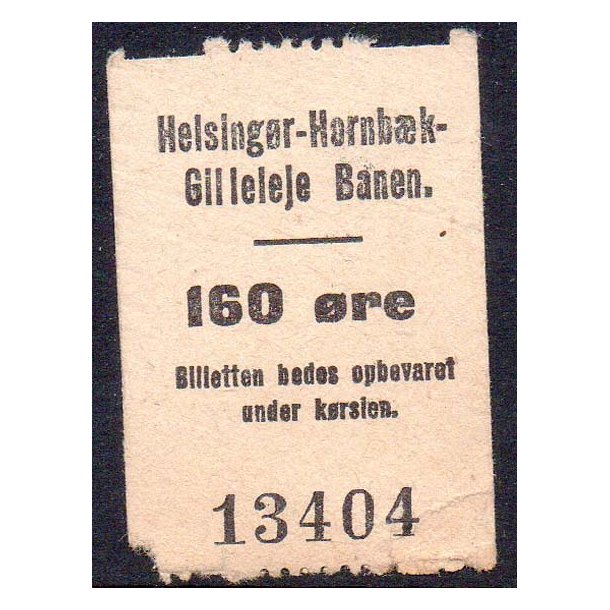 Helsing&oslash;r- Hornb&aelig;k - Gilleleje Banen - 160 &Oslash;re