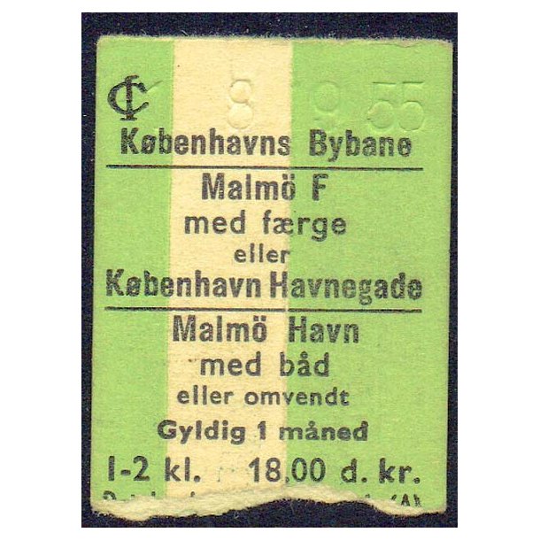 K&oslash;benhavns Bybane - Malm&oslash; F. med f&aelig;rge - 18,00d. kr.