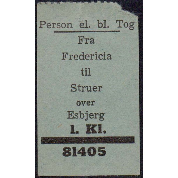Person el. bl. Tog - Fredericia til Struer - over Esbjerg - 1 KL