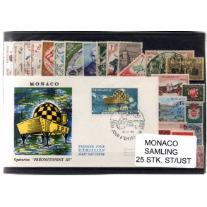 Monaco - Samling - 25 stk. Stemplet/Utemplet