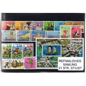 Maldiverne Island Samling - 21 Stk. Stemplet / Ustemplet