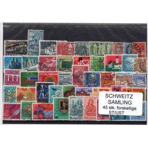 Schweiz Samling. 45 Stk. Stemplet/Ustemplet