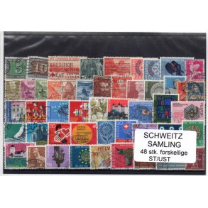 Schweiz Samling. 48 Stk. Stemplet/Ustemplet