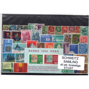 Schweiz Samling. 40 Stk. Stemplet/Ustemplet