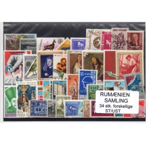 Rum&aelig;nien Samling 34 Stk. Stemplet/Ustemplet
