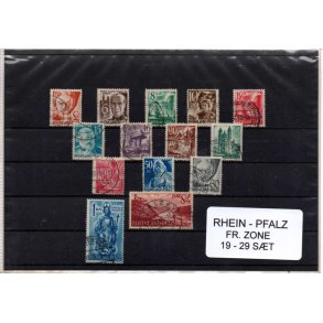 Rhein - Pfalz - Fr. Zone 16 - 29 Komplet Sæt - Stemplet