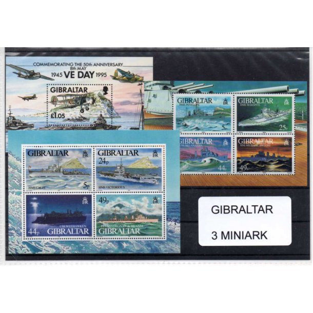 Gibraltar - 3 Miniark Postfrisk
