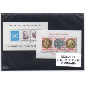 Monaco - Afa 2133 - 35 - 2193 - 95 - 2 Miniark - Postfrisk