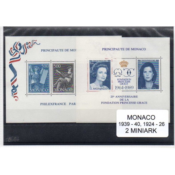 Monaco - Afa 1939 - 40 - 1924 - 26 - 2 Miniark - Postfrisk