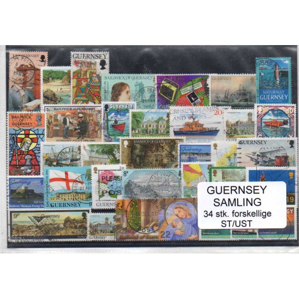 Guernsey Samling - 34 Stk Stemplet/Ustemplet