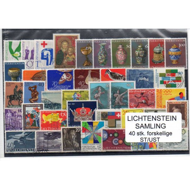 Lichtenstein Samling 40 Stk. Stemplet/Ustemplet