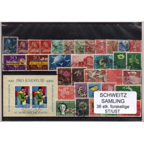 Schweiz Samling - 36 stk stemplet/Ustemplet