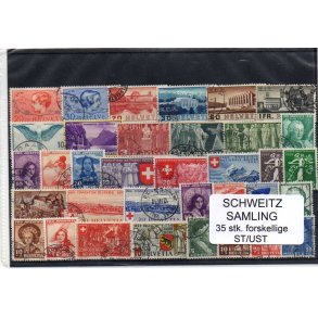 Schweiz Samling - 35 stk stemplet/Ustemplet