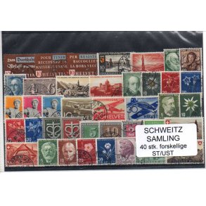 Schweiz Samling - 40 stk stemplet/Ustemplet