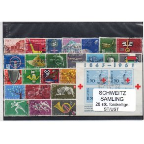 Schweiz Samling - 28 stk stemplet/Ustemplet