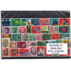 Schweiz Samling - 40 stk stemplet/Ustemplet