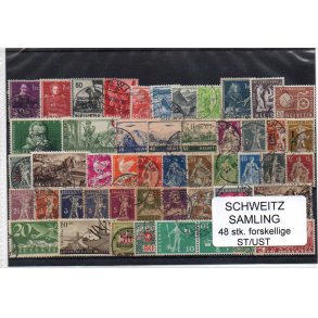 Schweiz Samling - 48 stk stemplet/Ustemplet