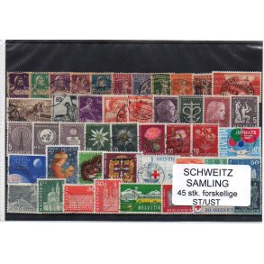 Schweiz Samling - 45 stk stemplet/Ustemplet