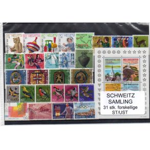 Schweiz Samling - 31 stk stemplet/Ustemplet