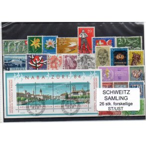 Schweiz Samling - 26 stk stemplet/Ustemplet