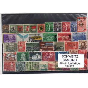 Schweiz Samling - 40 stk stemplet/Ustemplet