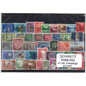 Schweiz Samling - 41 stk stemplet/Ustemplet