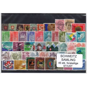 Schweiz Samling - 45 stk stemplet/Ustemplet