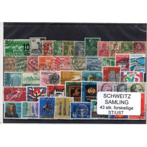 Schweiz Samling - 43 stk stemplet/Ustemplet