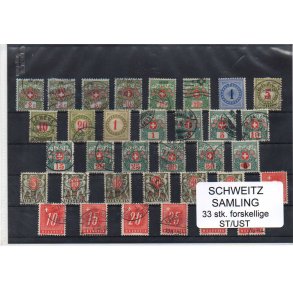 Schweiz Samling - 33 stk stemplet/Ustemplet
