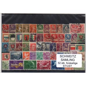 Schweiz Samling - 52 stk stemplet/Ustemplet
