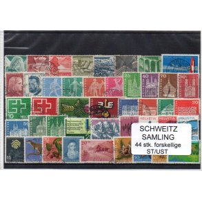 Schweiz Samling - 44 stk stemplet/Ustemplet
