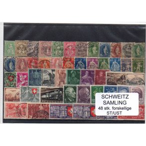 Schweiz Samling - 48 stk stemplet/Ustemplet