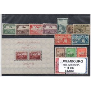 Luxembourg Samling - 1 Miniark - 15 stk Forskellige Stemplet/Ustemplet