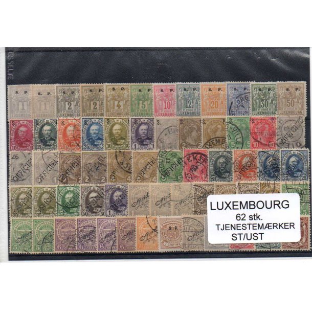 Luxembourg Samling Tjenestem&aelig;rker - 62 Stk. Forskellige Stemplet/Ustemplet