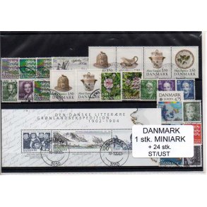 Danmark Samling - 1 Stk. Miniark - 24 Stk. Forskellige Stemplet/ustemplet