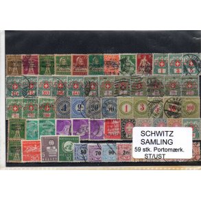 Schweiz Samling - 59 stk Portomærker m.m. stemplet/Ustemplet