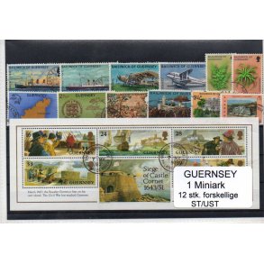 Guernsey Samling - 1 Miniark - 12 Stk Stemplet/ustemplet