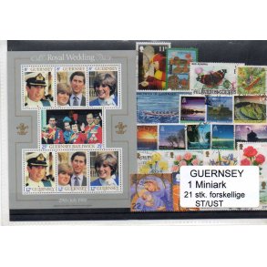 Guernsey Samling - 1 Miniark - 21 Stk Stemplet/ustemplet
