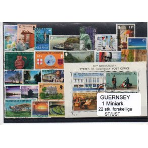 Guernsey Samling - 1 Miniark - 22 Stk Stemplet/ustemplet