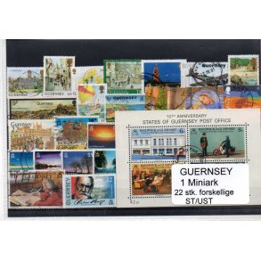 Guernsey Samling - 1 Miniark - 22 Stk Stemplet/ustemplet