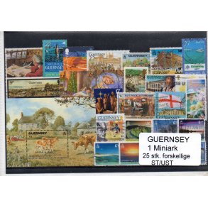 Guernsey Samling - 1 Miniark - 25 Stk Stemplet/ustemplet