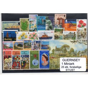 Guernsey Samling - 1 Miniark - 25 Stk Stemplet/ustemplet