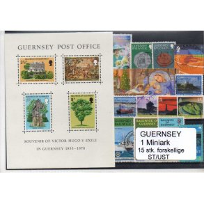 Guernsey Samling - 1 Miniark - 15 Stk Stemplet/ustemplet