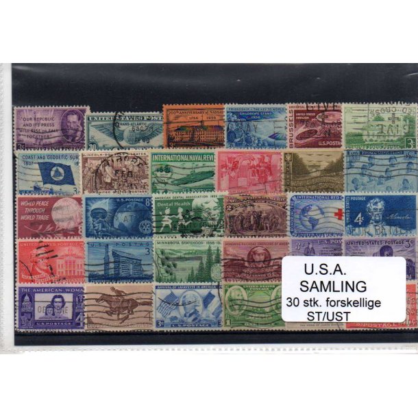 USA Samling - 30 stk. forskellige Stemplet/Ustemplet