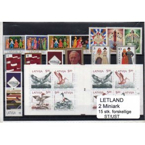 Letland Samling - 2 Miniark - 15 Stk. Postfrisk