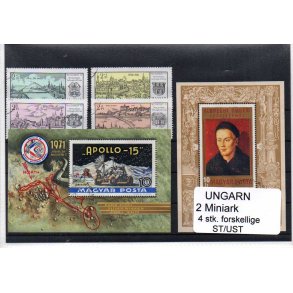 Ungarn Samling - 2 Miniark - 4 Stk. Stemplet / Ustemplet