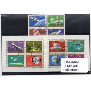 Ungarn Samling - 2 Miniark - 4 Stk. Stemplet / Ustemplet