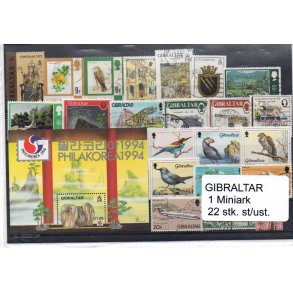 Gibraltar Samling - 1 Miniark - 22 Stk. Stemplet/Ustemplet