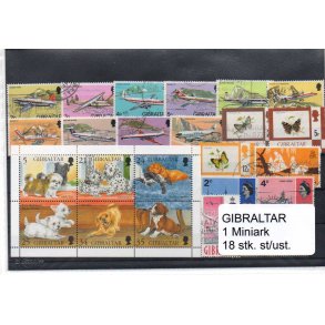 Gibraltar Samling - 1 Miniark - 18 Stk. Stemplet/Ustemplet